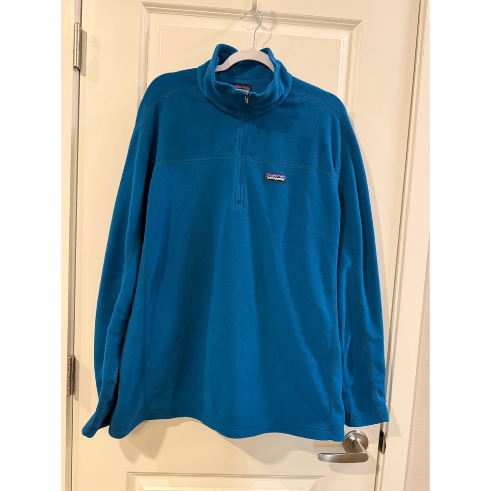 Patagonia Mens Micro D 1/4 Zip Fleece Pullover Blue XL 26176 Mock Neck Sweater‎